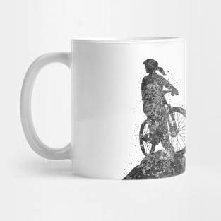 Mountain biker girl black and white Mug